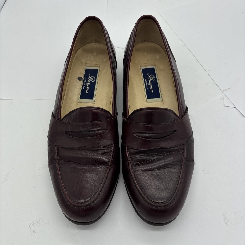 Vintage Bragano  Italian Made  Men's Burgundy Penny Loafers Size 9.5